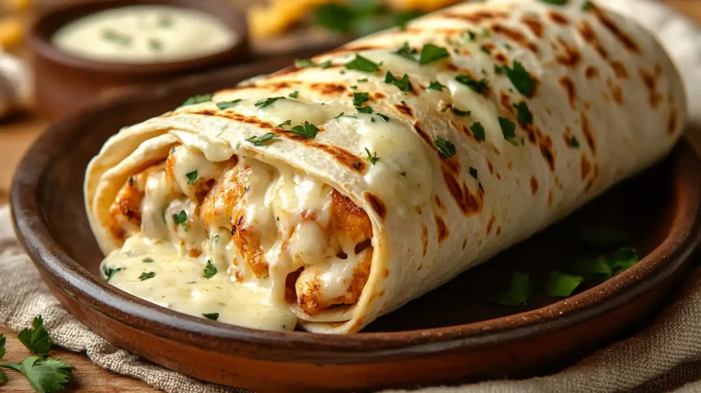 Cheesy garlic chicken wraps