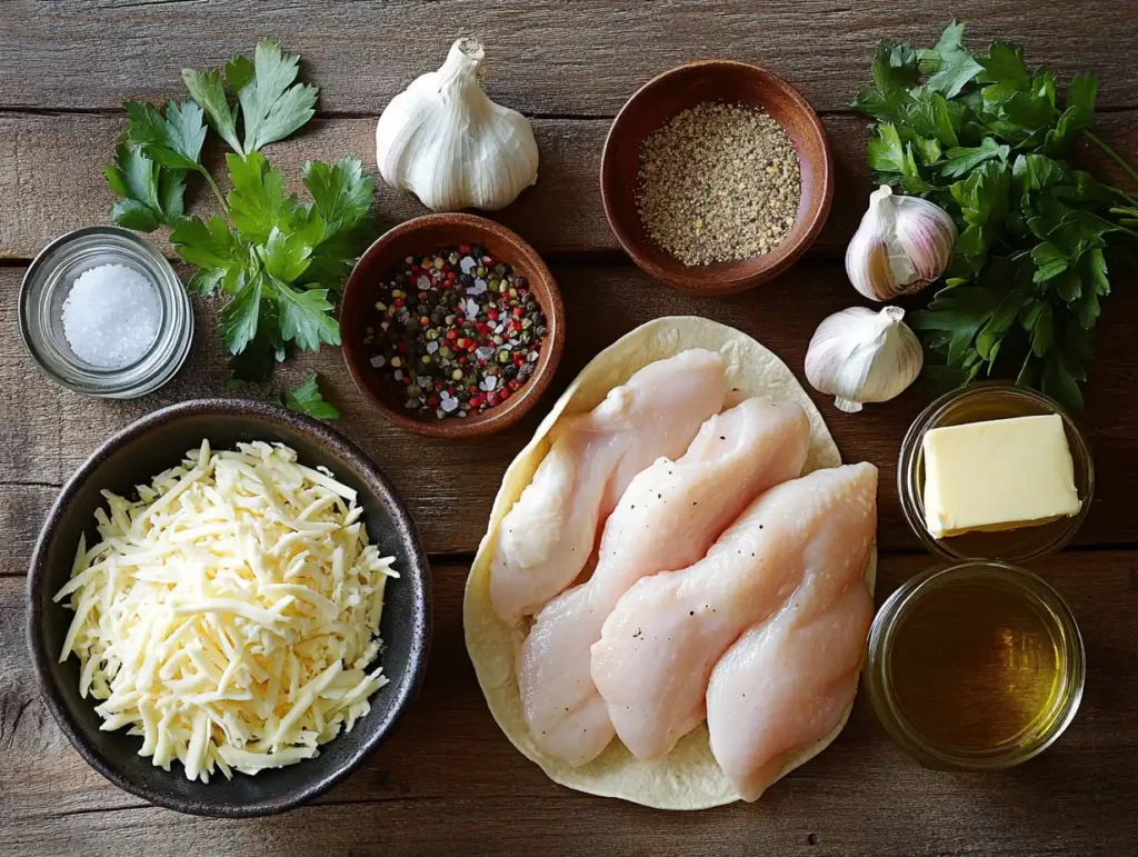 Cheesy garlic chicken wraps ingredients