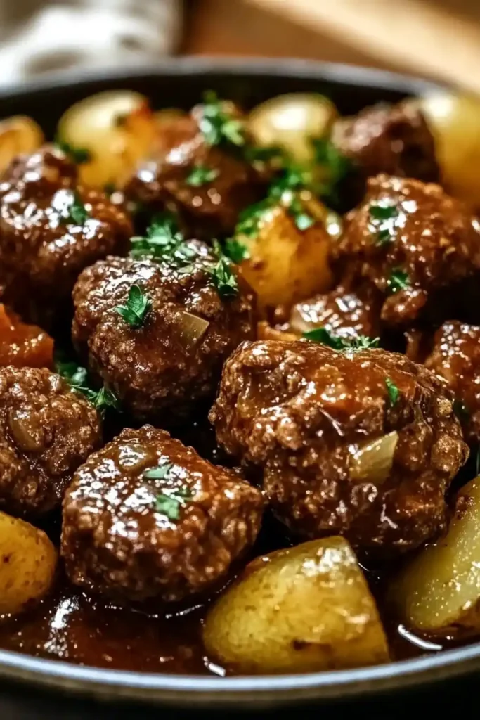 Slow Cooker Garlic Butter Beef Bites & Potatoes recipe 1