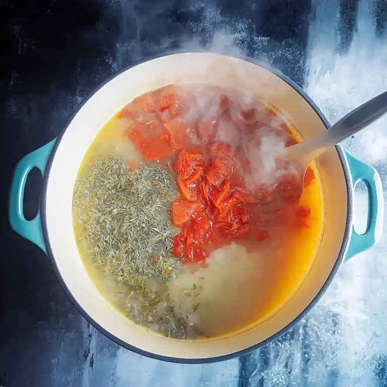 Build the Base with Tomatoes and Broth