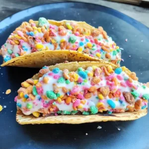 Fruity Pebbles Cheesecake Tacos