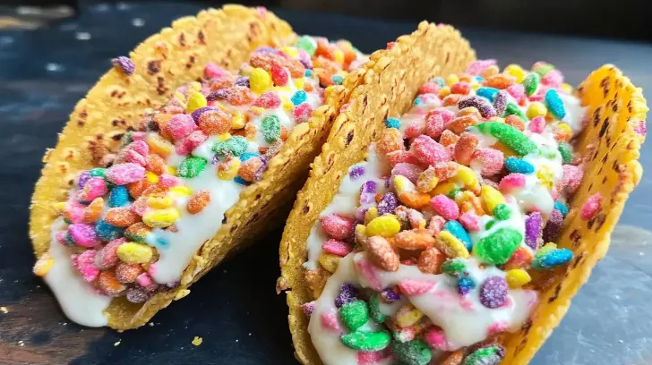 Fruity Pebbles Cheesecake Tacos