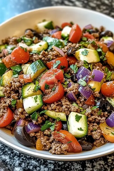 Mediterranean Ground Beef Stir Fry