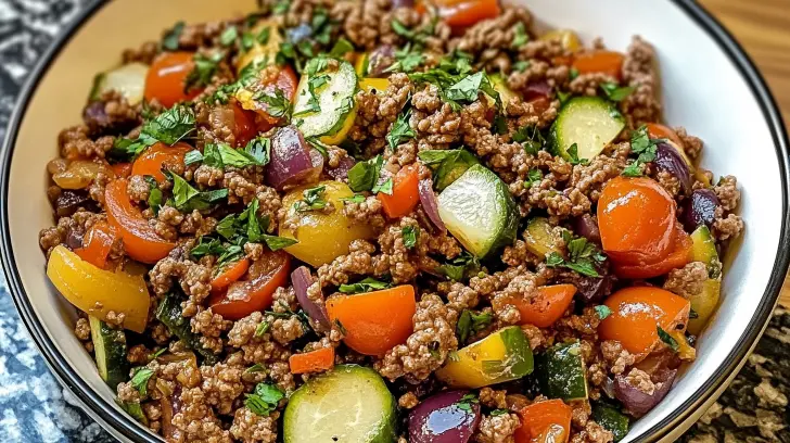 Mediterranean Ground Beef Stir Fry