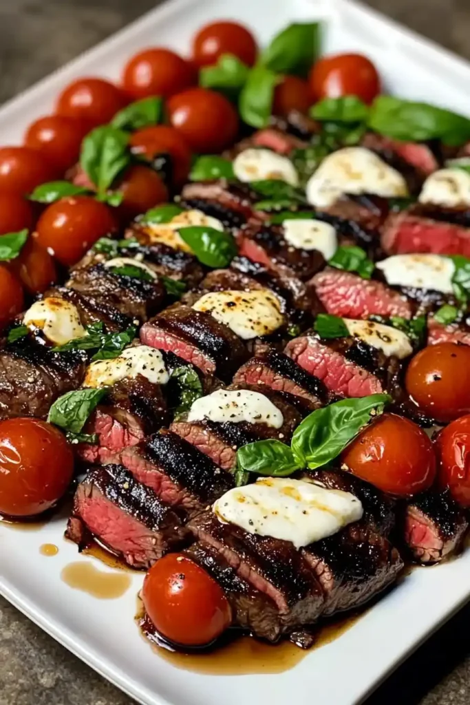 Balsamic Caprese Grilled Flan Steak