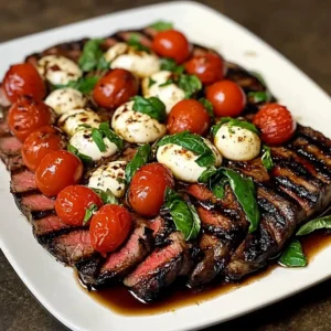 Balsamic Caprese Grilled Flan Steak