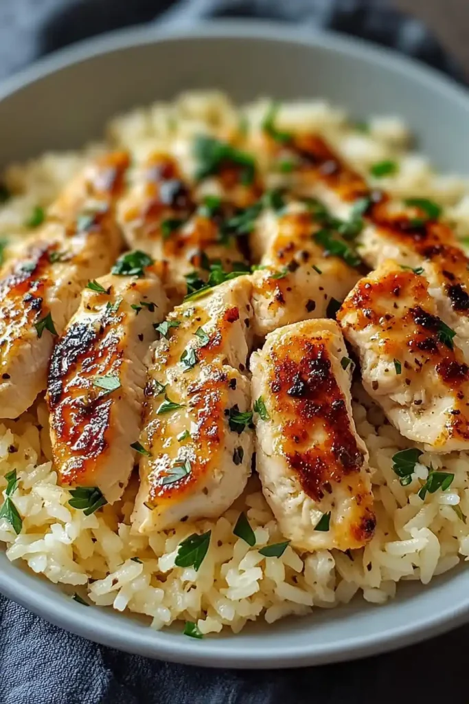 Chicken Scampi with Garlic Parmesan Rice