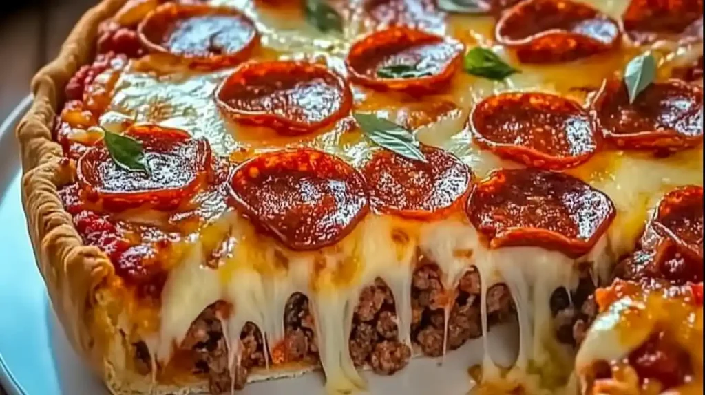 Deep Hamburger Sausage & Pepperoni Pie