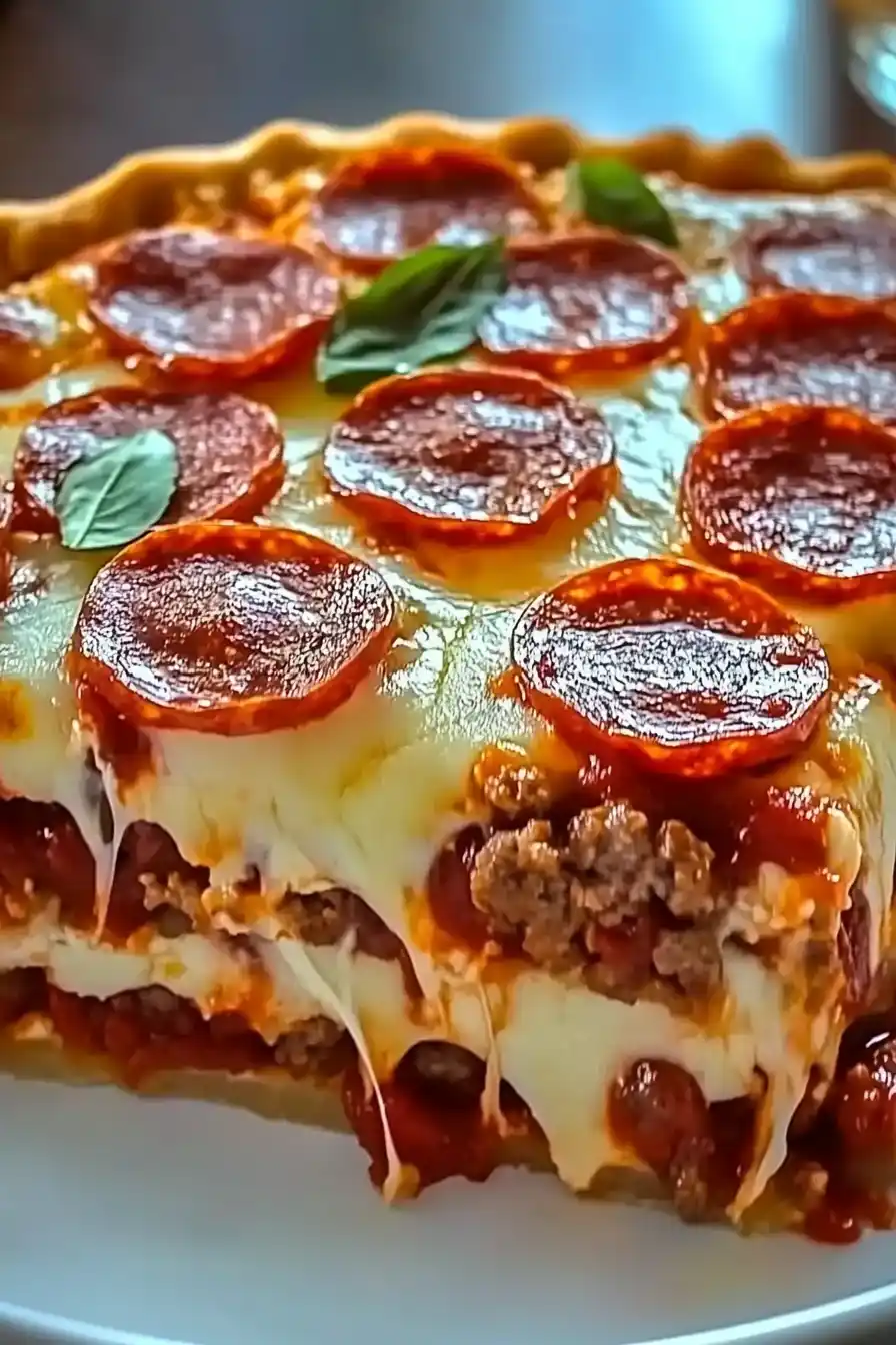 Deep Hamburger Sausage & Pepperoni Pie