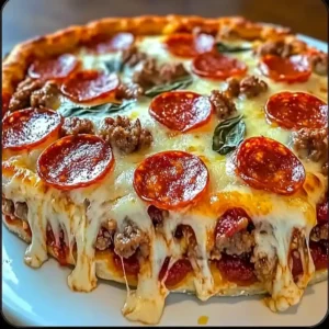 Deep Hamburger Sausage & Pepperoni Pie