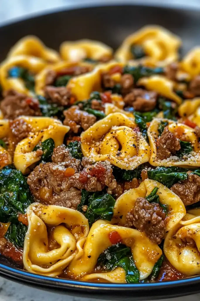 Garlic Butter Beef and Spinach Tortellini