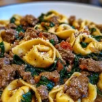Garlic Butter Beef and Spinach Tortellini