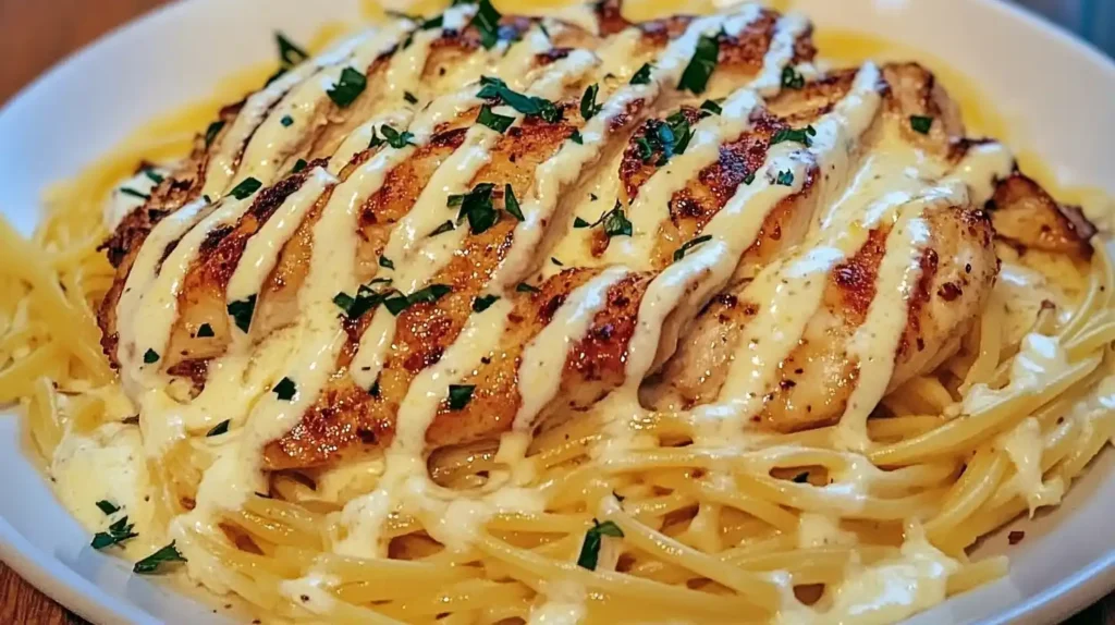 Garlic Butter Chicken with Creamy Ricotta Alfredo Pasta