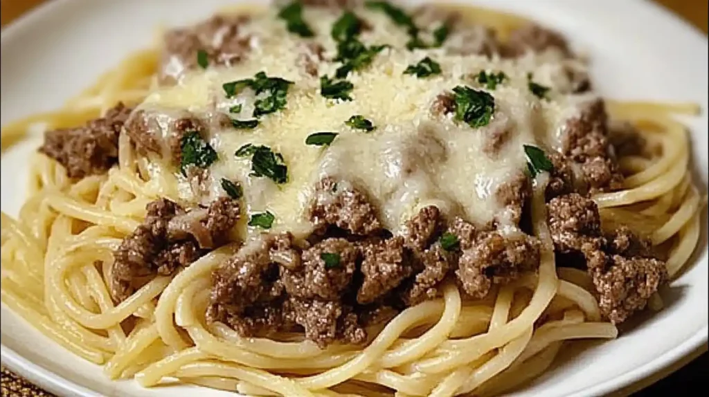 Garlic Parmesan Beef & Spaghetti Pasta