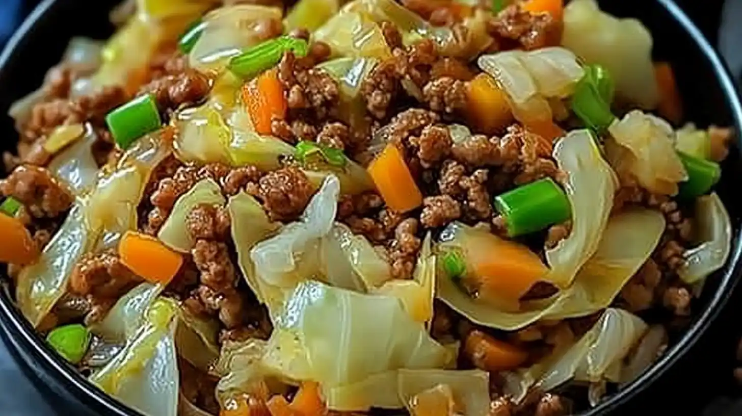 Healthy Chinese Ground Beef & Cabbage Stir Fry
