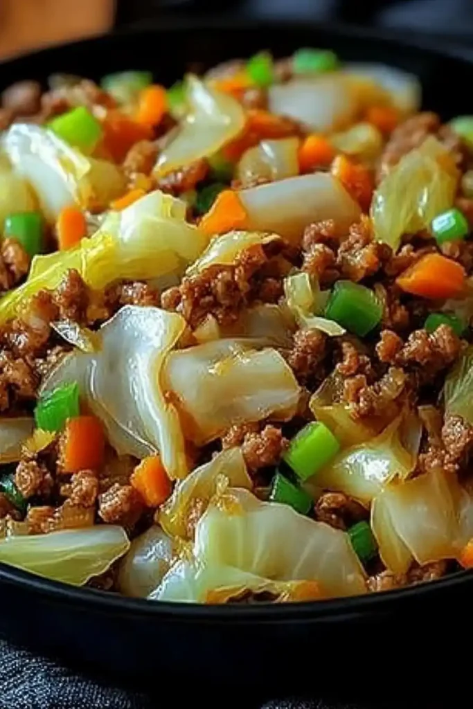Healthy Chinese Ground Beef & Cabbage Stir Fry