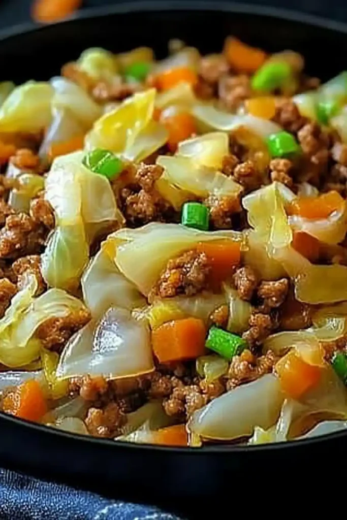 Healthy Chinese Ground Beef & Cabbage Stir Fry