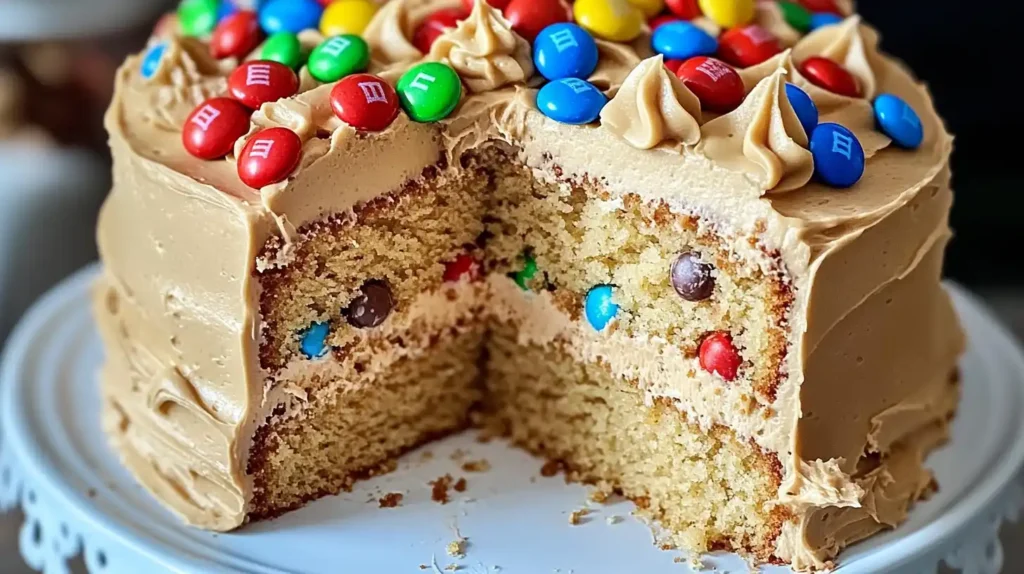 M&Ms Peanut Butter Cake with Peanut Butter Frosting