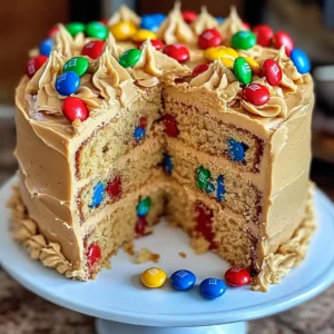M&Ms Peanut Butter Cake with Peanut Butter Frosting