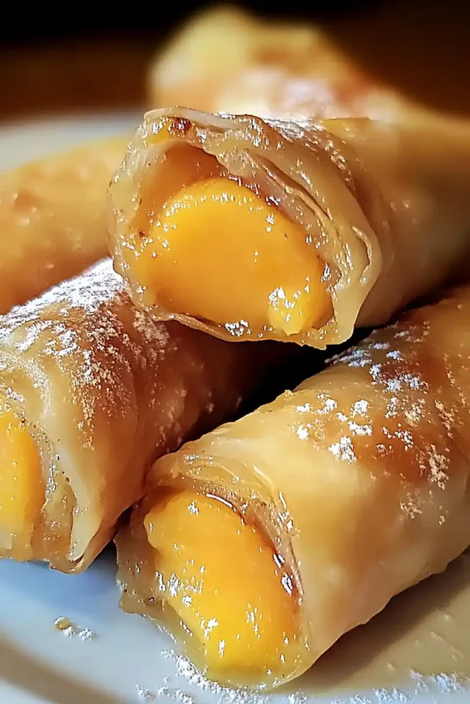 Peach Cobbler Egg Rolls