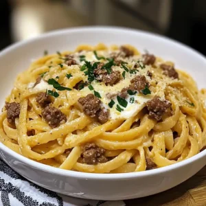 Savory Beef and Garlic Butter Linguine in Parmesan Cream
