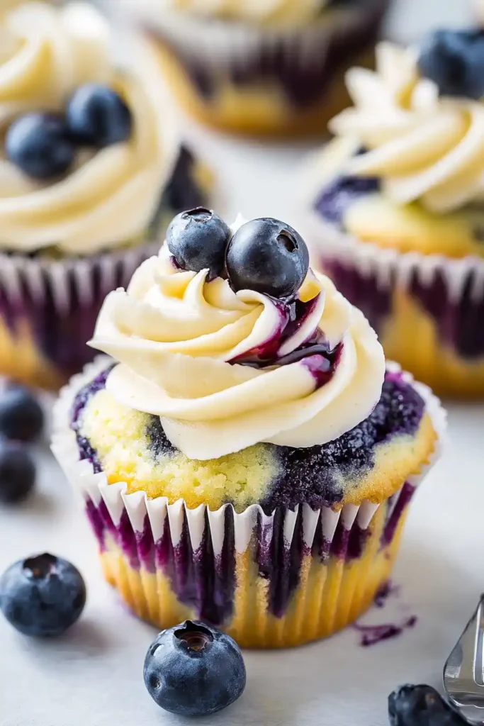 White Chocolate Blueberry Cheesecake Cupcakes