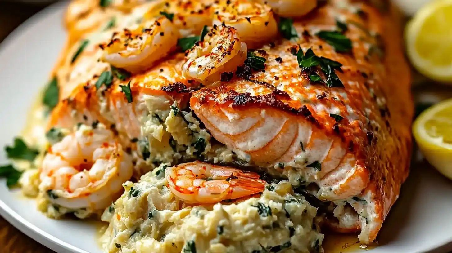 Crab & Shrimp Stuffed Salmon
