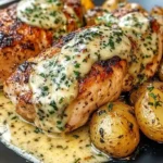 Creamy Garlic Chicken with Roasted Baby Potatoes