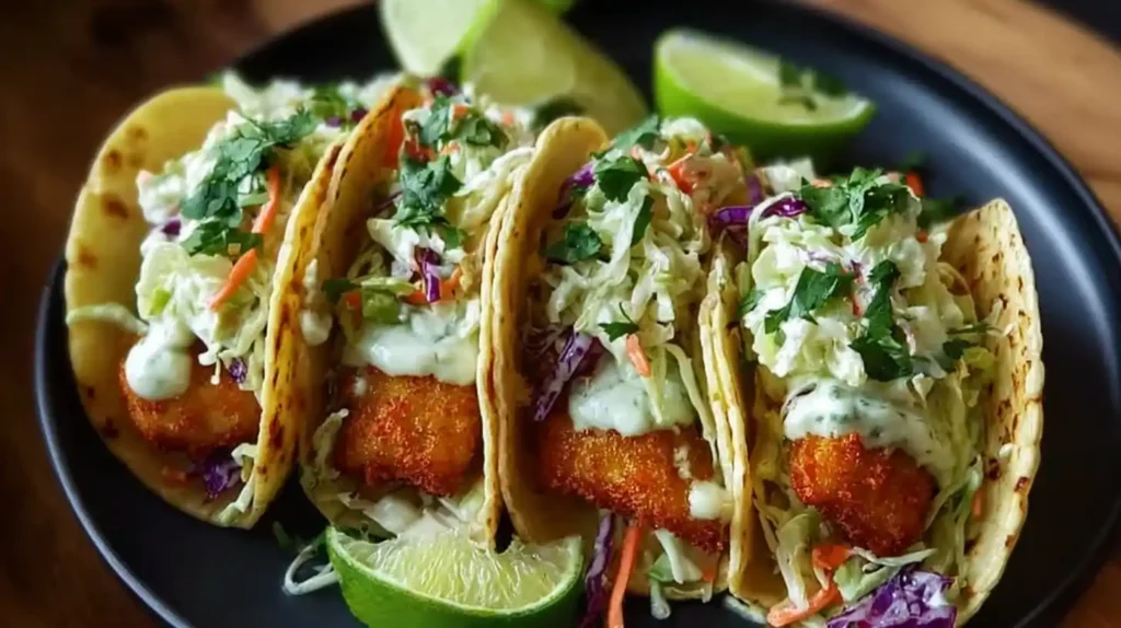 Crispy Fish Tacos with Cilantro Lime Slaw