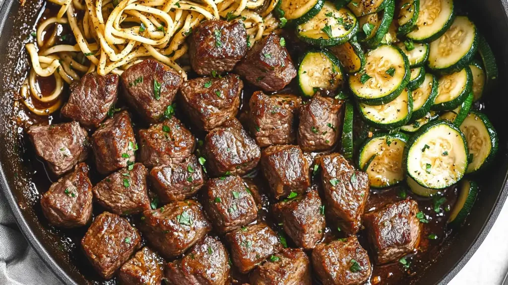 Garlic Butter Steak Bites with Zucchini