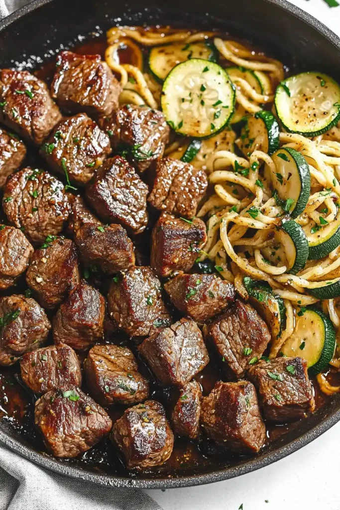 Garlic Butter Steak Bites with Zucchini