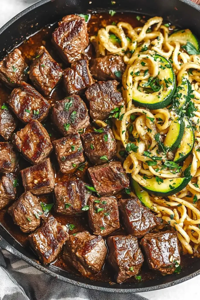 Garlic Butter Steak Bites with Zucchini
