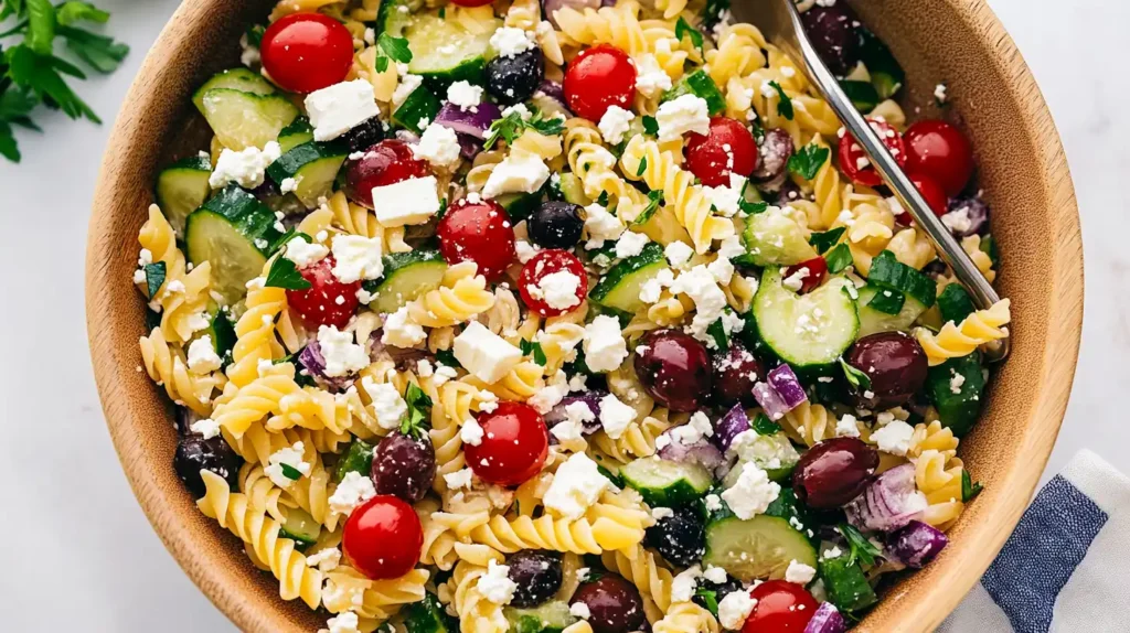 Greek Pasta Salad with Feta Dressing
