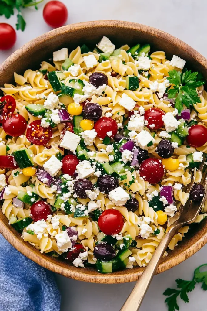 Greek Pasta Salad with Feta Dressing