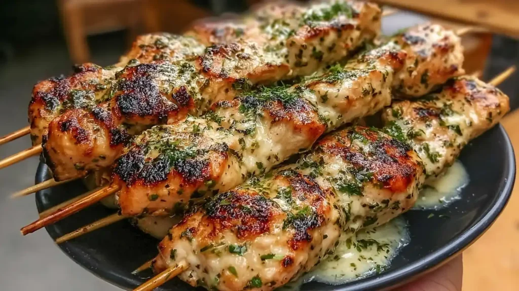 Grilled Ranch Garlic Parmesan Chicken Skewers