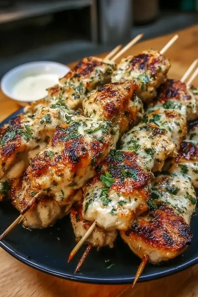 Grilled Ranch Garlic Parmesan Chicken Skewers