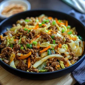 Healthy Chinese Ground Beef & Cabbage Stir Fry