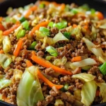 Healthy Chinese Ground Beef & Cabbage Stir Fry