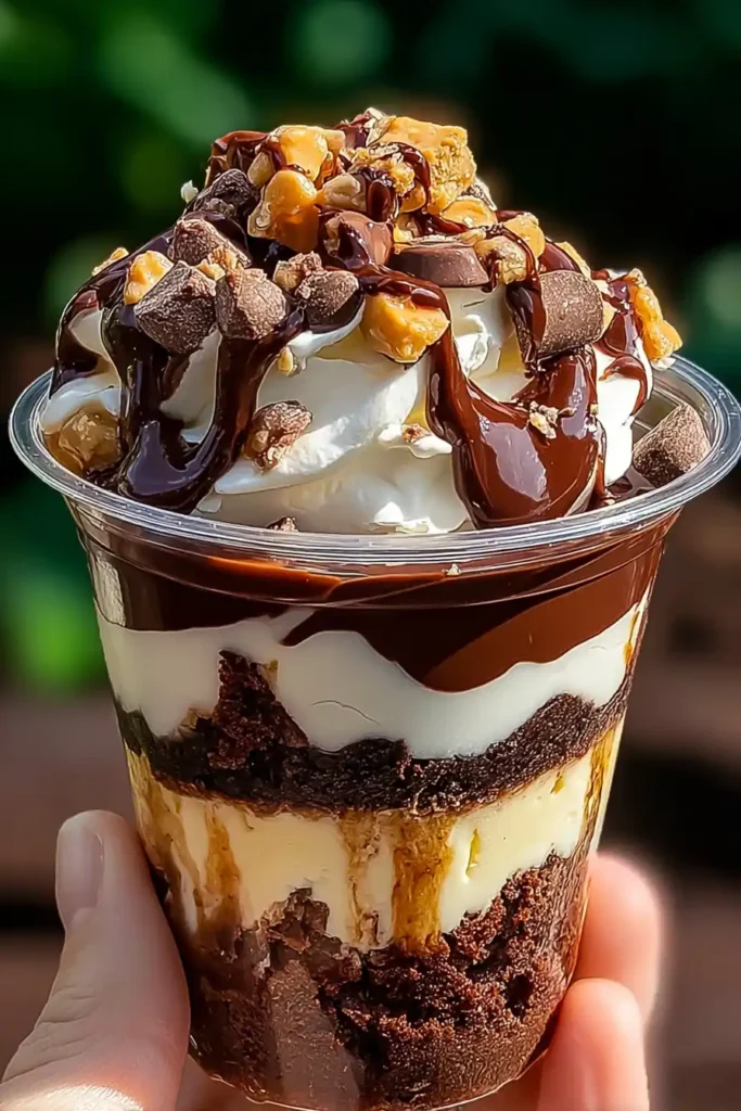 Loaded brownie cheesecake dessert cups