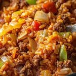 Cajun Cabbage Jambalaya with Ground Beef and Sausage