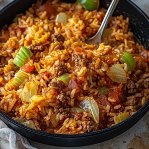 Cajun Cabbage Jambalaya with Ground Beef and Sausage
