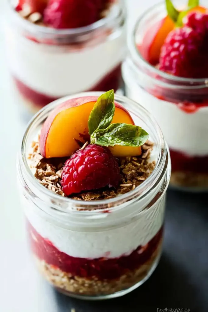 No-Bake Peach Cheesecake Jars