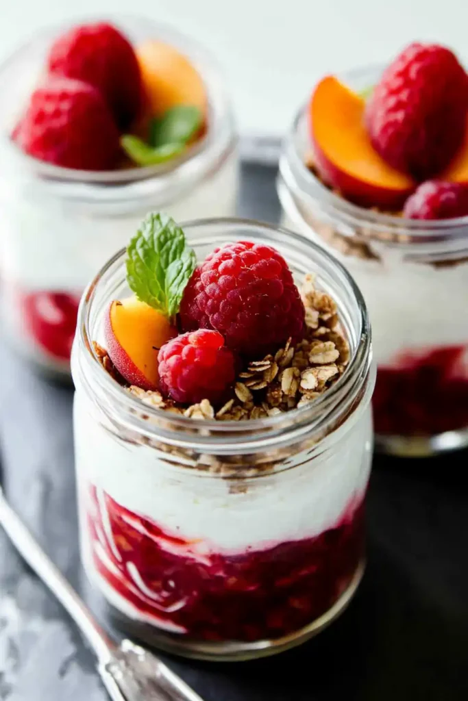 No-Bake Peach Cheesecake Jars