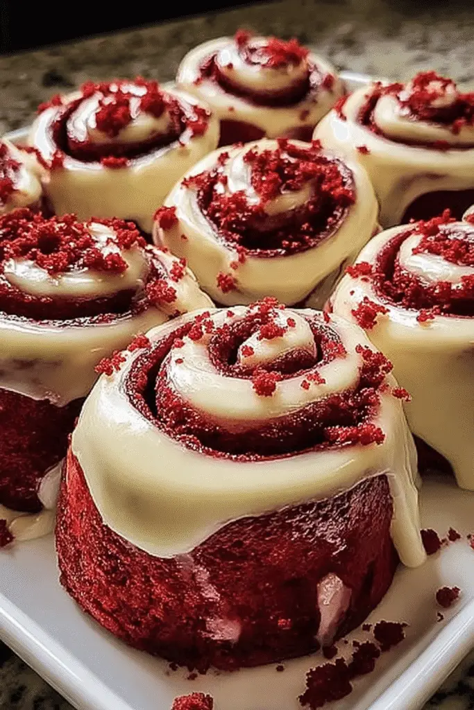 Red Velvet Cinnamon Rolls with Cream Cheese Icing
