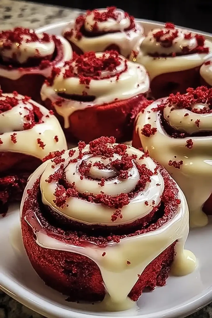 Red Velvet Cinnamon Rolls with Cream Cheese Icing