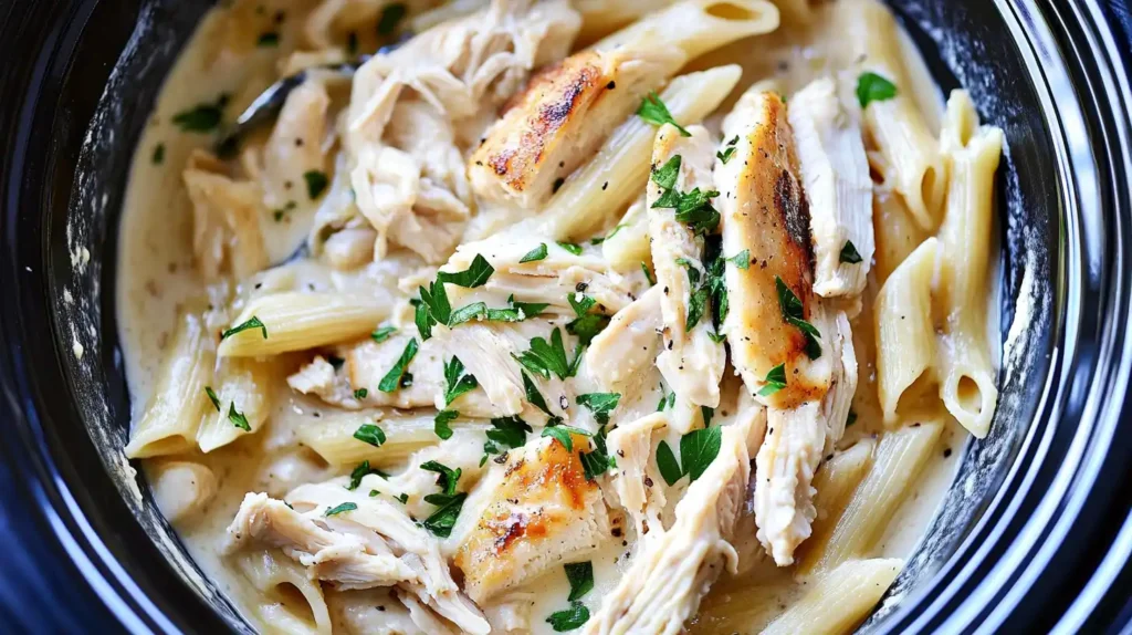 Slow Cooker Chicken Alfredo Pasta