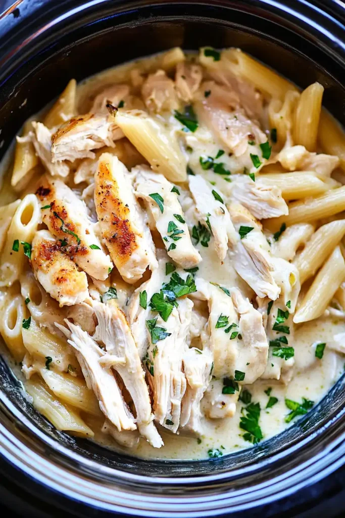 Slow Cooker Chicken Alfredo Pasta