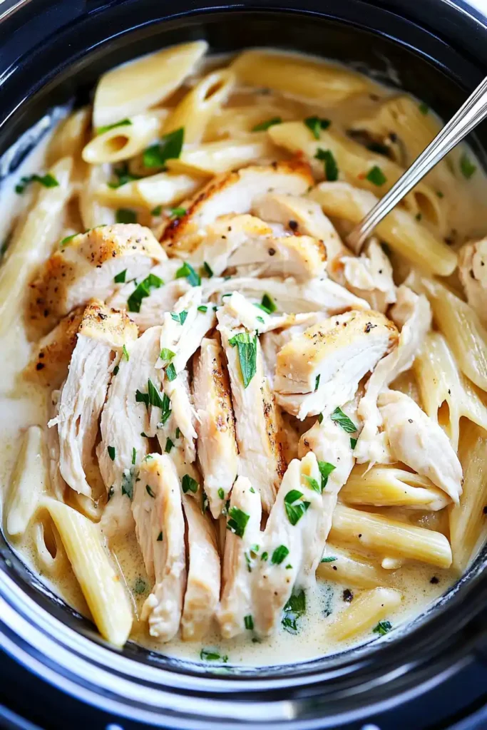 Slow Cooker Chicken Alfredo Pasta