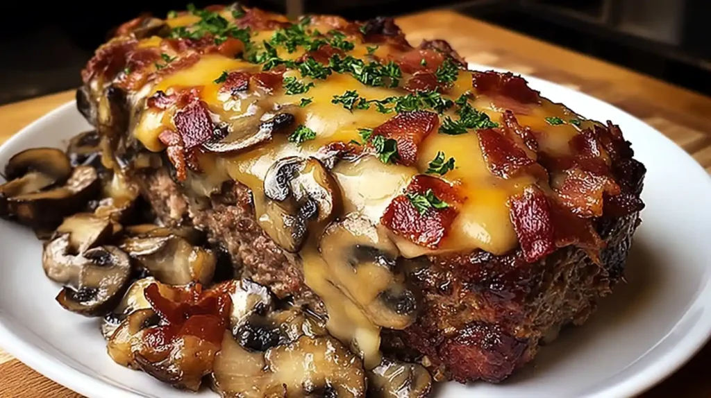 Swiss Bacon Mushroom Meatloaf