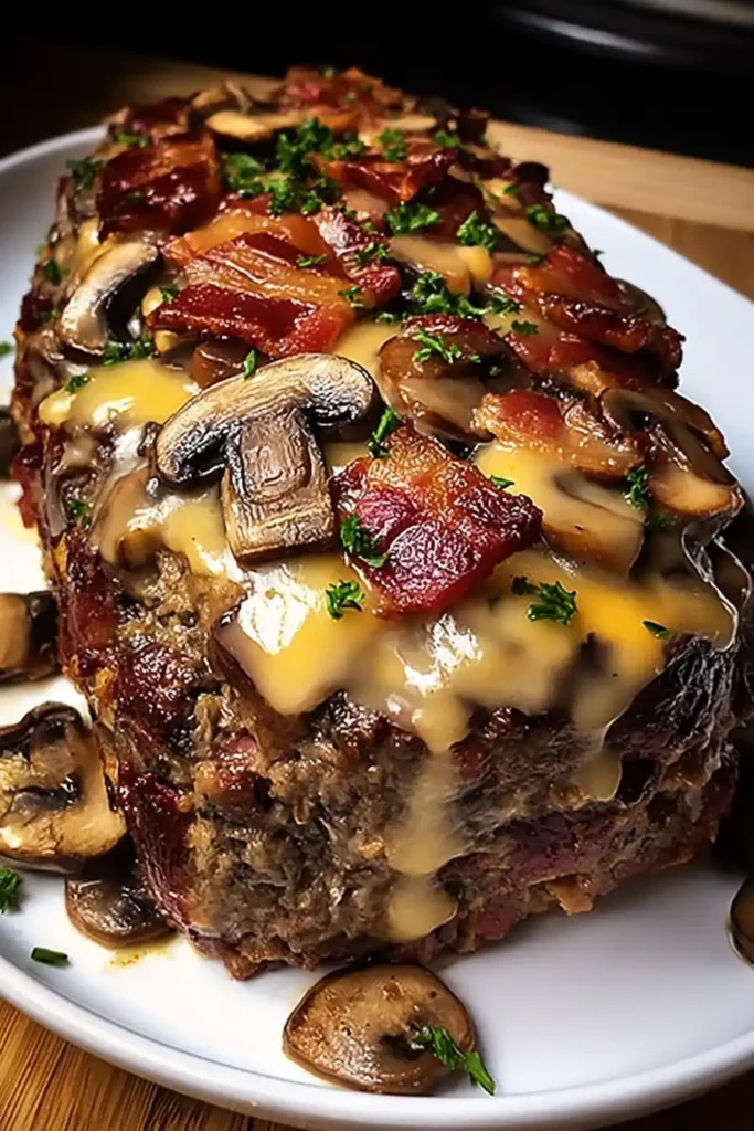 Swiss Bacon Mushroom Meatloaf